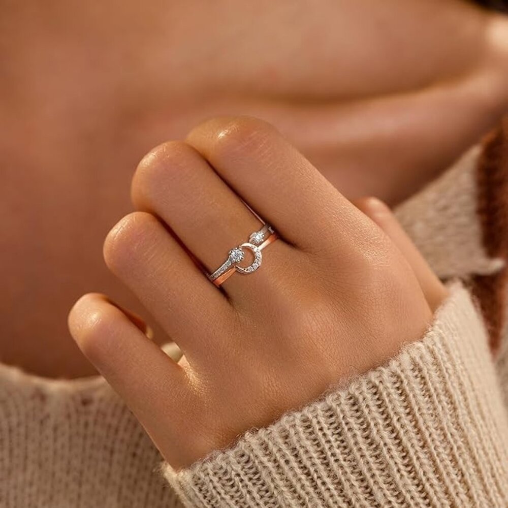 Star Moon Stackable Double 925 Celestial Ring - R… - image 3